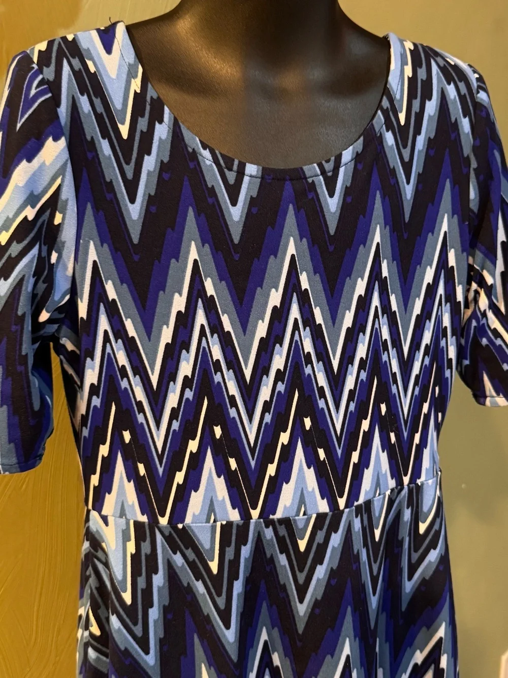 Emily West Girls Size 7 Reversible 2-in-1 Dress - Blue Chevron/Maroon Aztec EUC